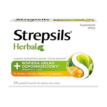 Strepsils Herbal miód, melisa i propolis 24 pastylki