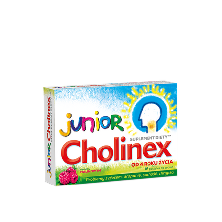 Cholinex Junior od 4 r.ż. o smaku malinowym 16 pastylek