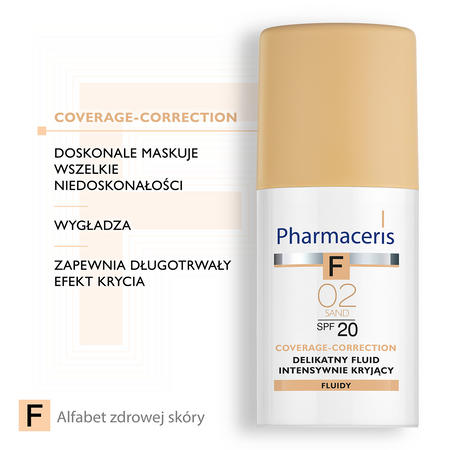 Pharmaceris F Coverage-Correction delikatny fluid intensywnie kryjący SPF 20 02 sand (piaskowy) 30 ml