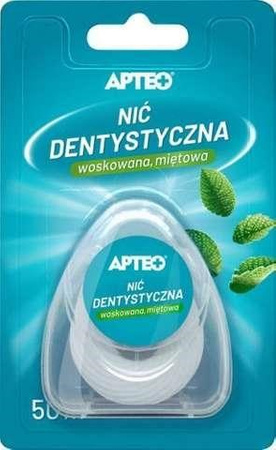 Apteo nić dentystyczna woskowana miętowa 50 m