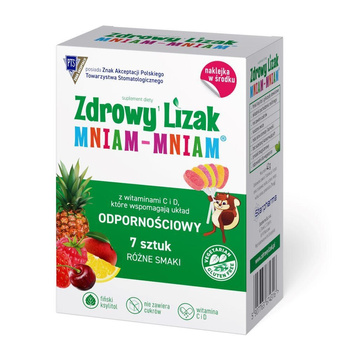Zdrowy Lizak Mniam-Mniam różne smaki 7 sztuk + naklejka