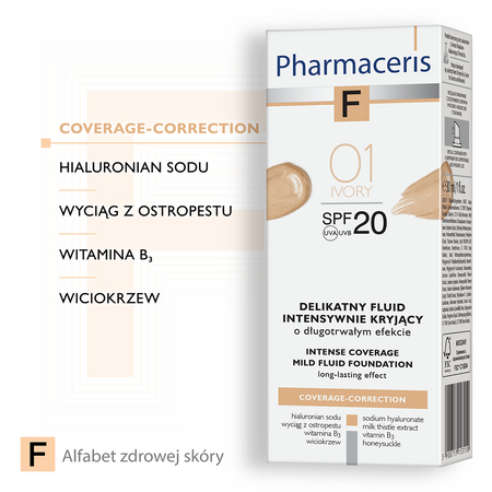 Pharmaceris F Coverage-Correction fluid intensywnie kryjący SPF 20 01 ivory (kość słoniowa) 30 ml