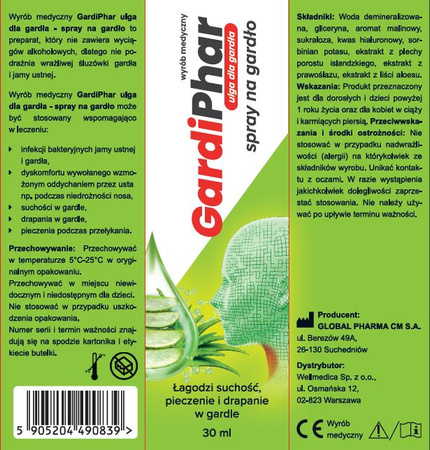 GARDIPHAR spray na gardło od 1 roku 30ml
