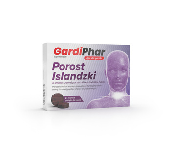 GardiPhar Porost Islandzki o smaku czarnej porzeczki - 24 miękkie pastylki do ssania