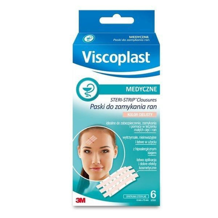 Viscoplast steri strip paski do zamykania ran cieliste 6 sztuk