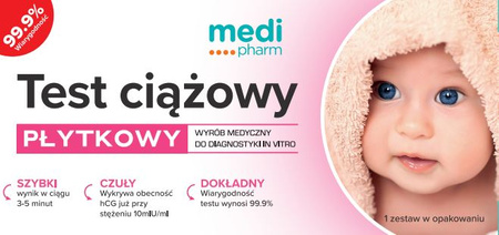 medi pharm Test ciążowy płytkowy 1szt. 