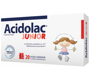 Acidolac Junior o smaku truskawkowym 20 misio-tabletek