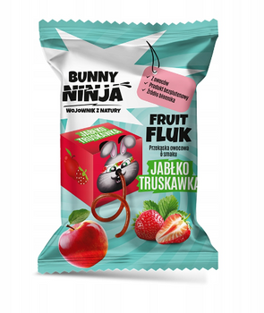 BUNNY NINJA przekąska owocowa FRUIT FLUK bez cukru smak: JABŁKO TRUSKAWKA