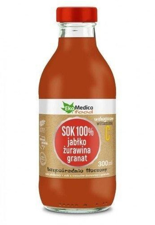 EkaMedica SOK 100% jabłko żurawina granat 300ml-suplemet diety